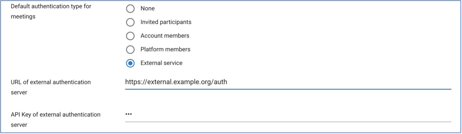 Konfiguration des externen Meeting-Autorisierungsdienstes