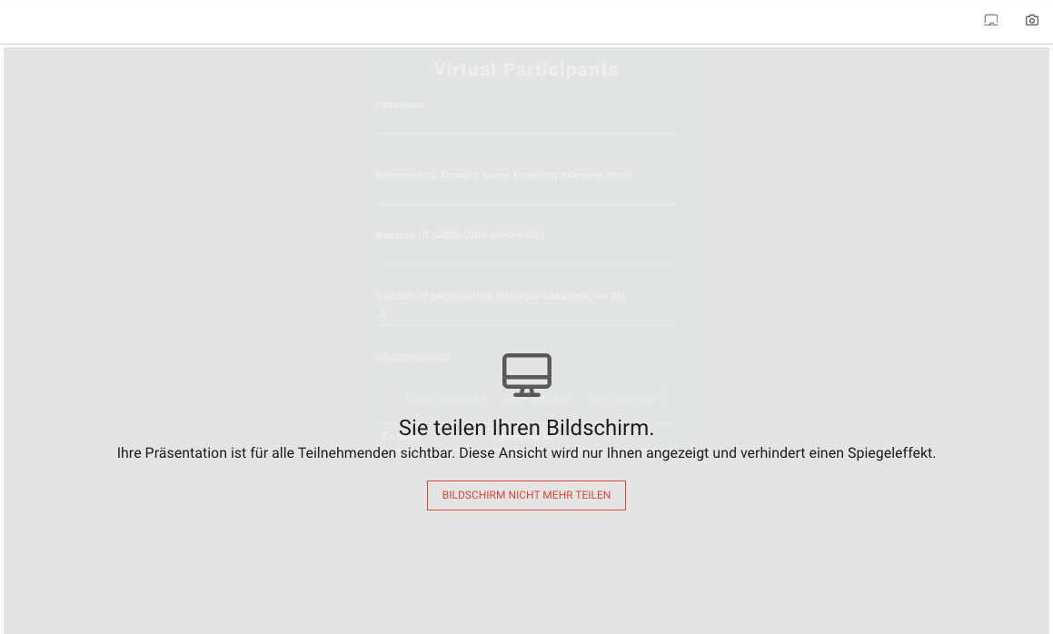 Ein Screenshot mit dem Overlay über dem geteilten Bildschirm