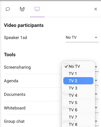 A screenshot that shows how content can be assigned to a TV screen