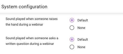 A screenshot that shows how the new sounds can be configured per white-label instance