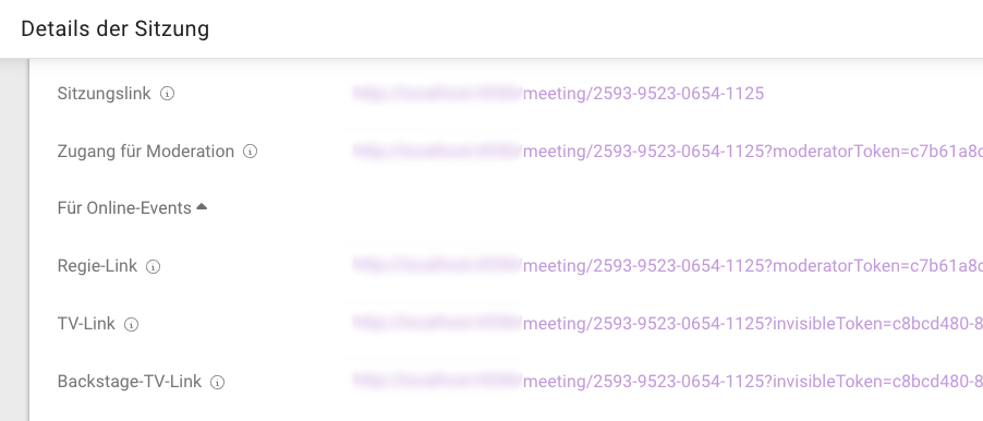 Screenshot Backstage Links