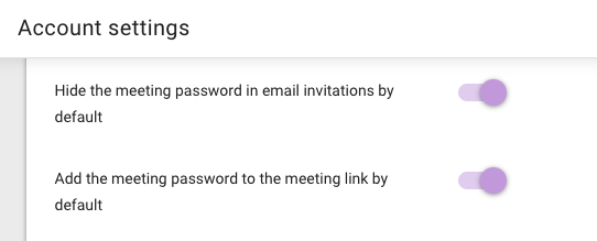 Screenshot account default configs