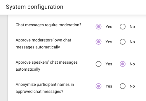 Screenshot moderated chat config