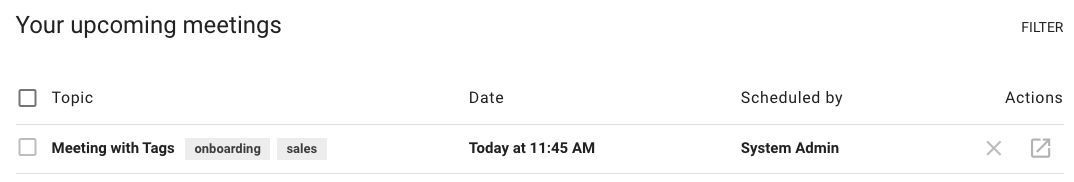 Screenshot Upcoming Meetings