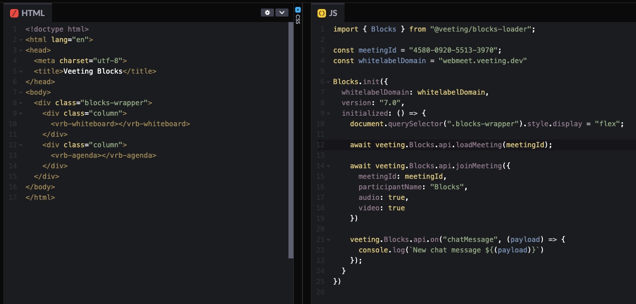 Veeting Blocks Code Screenshot